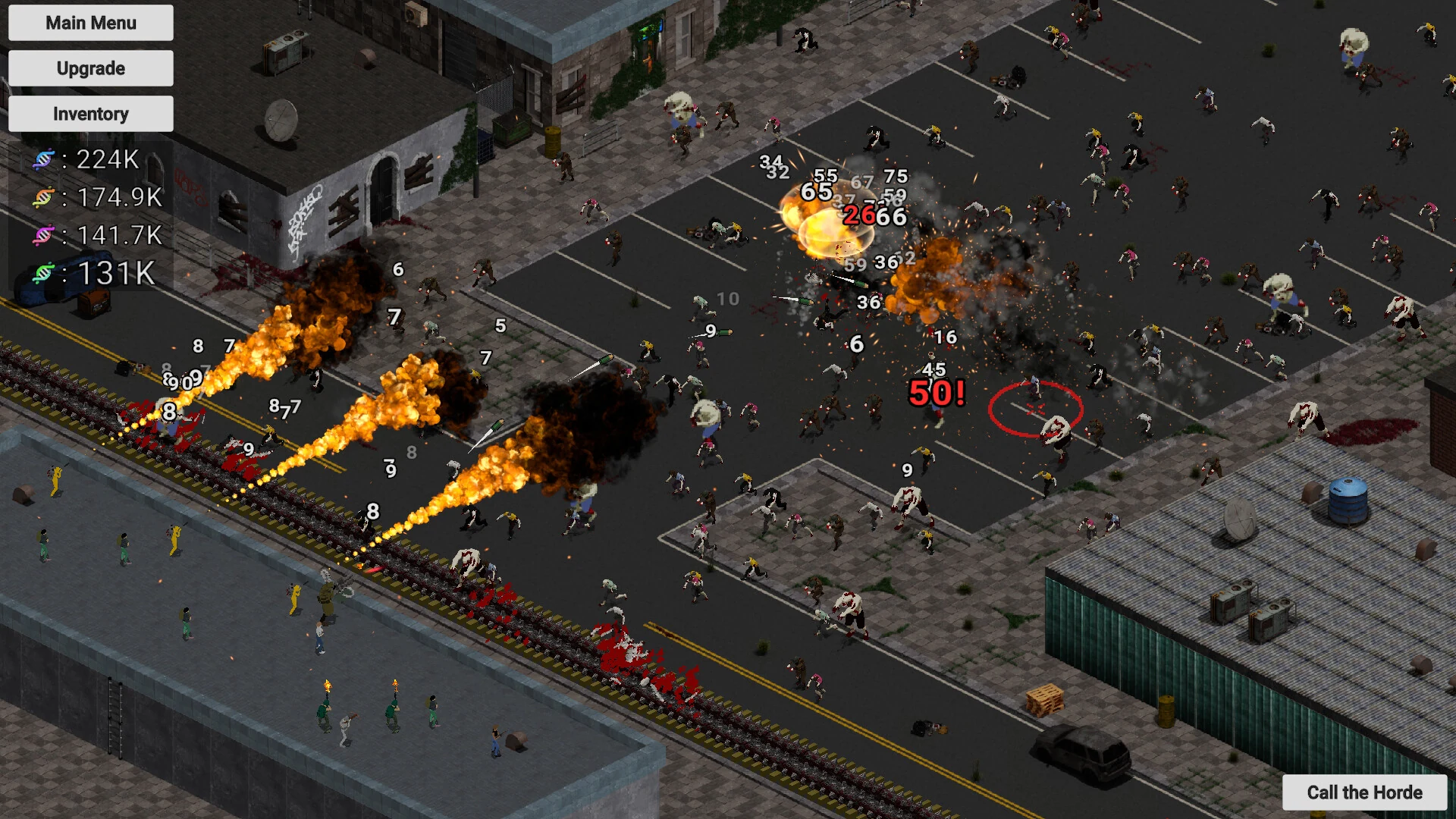 ShredDead gameplay screenshot showing a zombie wave
